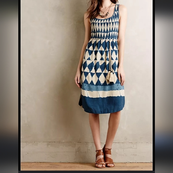 Maeve by Anthropologie Castalia Batik Midi Dress Size 4P - Picture 9 of 9